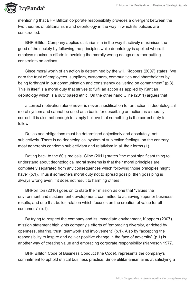 Ethics in the Realisation of Business Strategic Goals. Page 5