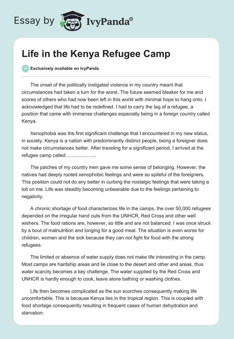 Life in the Kenya Refugee Camp. Page 1