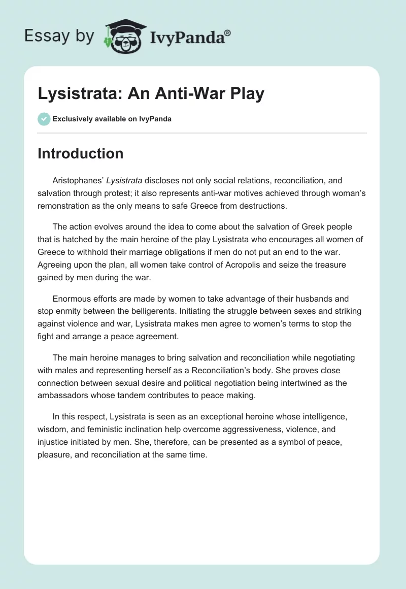 Lysistrata: An Anti-War Play. Page 1