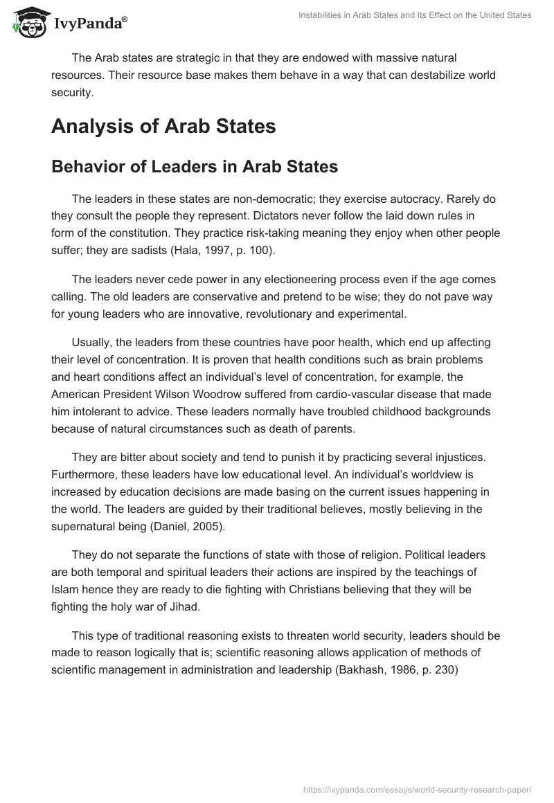 Instabilities in Arab States and Its Effect on the United States. Page 2