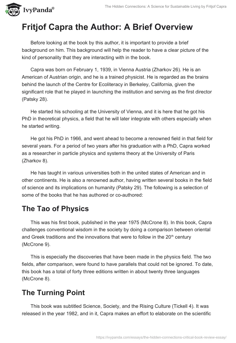 "The Hidden Connections: A Science for Sustainable Living" by Fritjof Capra. Page 2