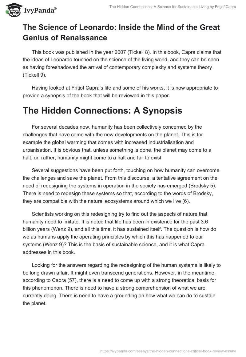 "The Hidden Connections: A Science for Sustainable Living" by Fritjof Capra. Page 4