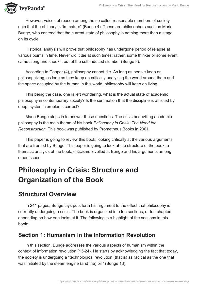 "Philosophy in Crisis: The Need for Reconstruction" by Mario Bunge. Page 2