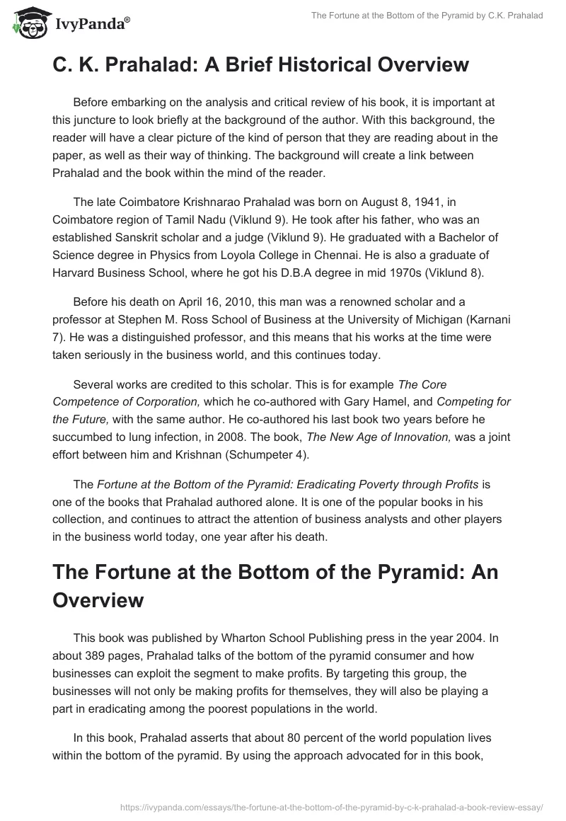 "The Fortune at the Bottom of the Pyramid" by C.K. Prahalad. Page 2