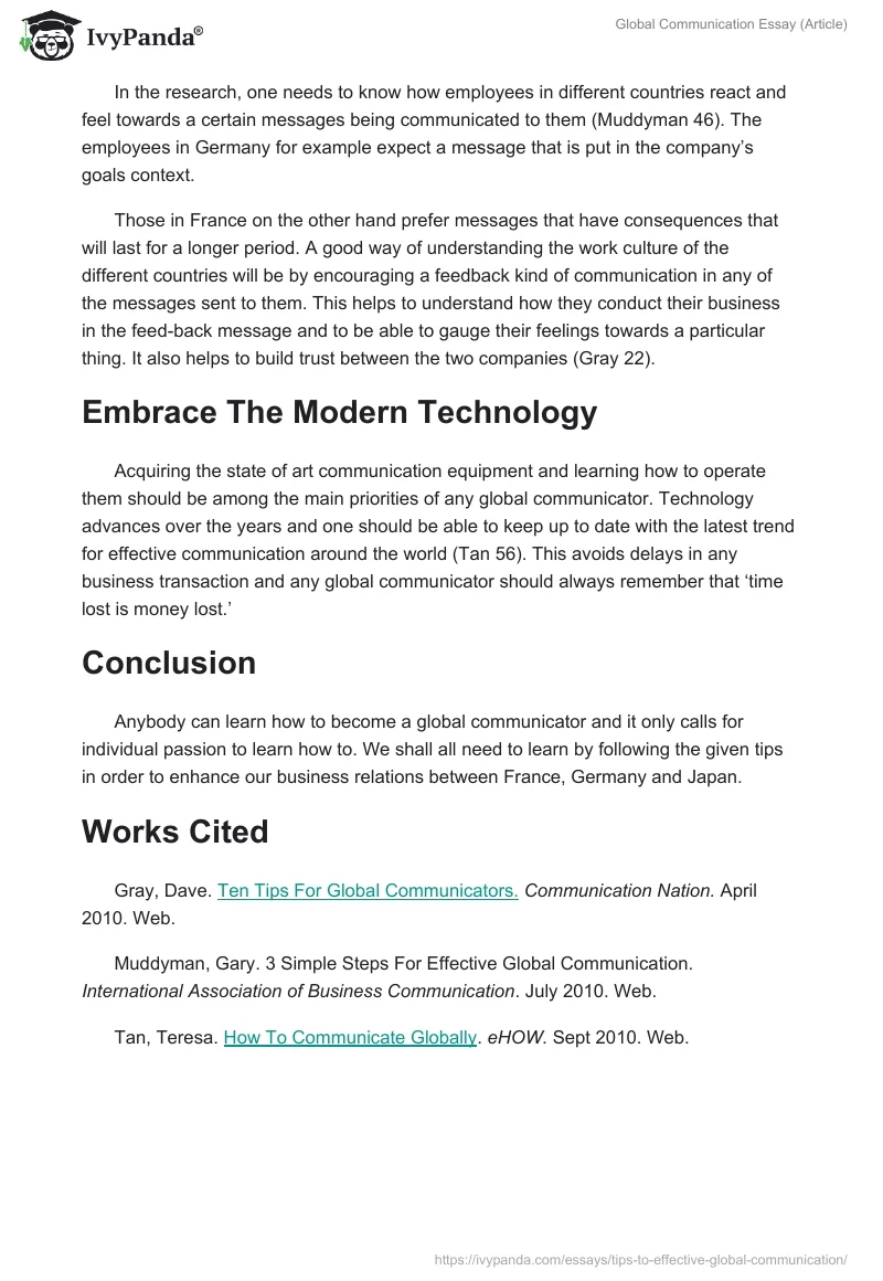 Global Communication Essay (Article). Page 3
