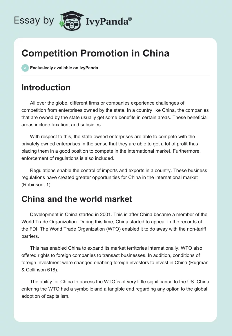 Competition Promotion in China. Page 1