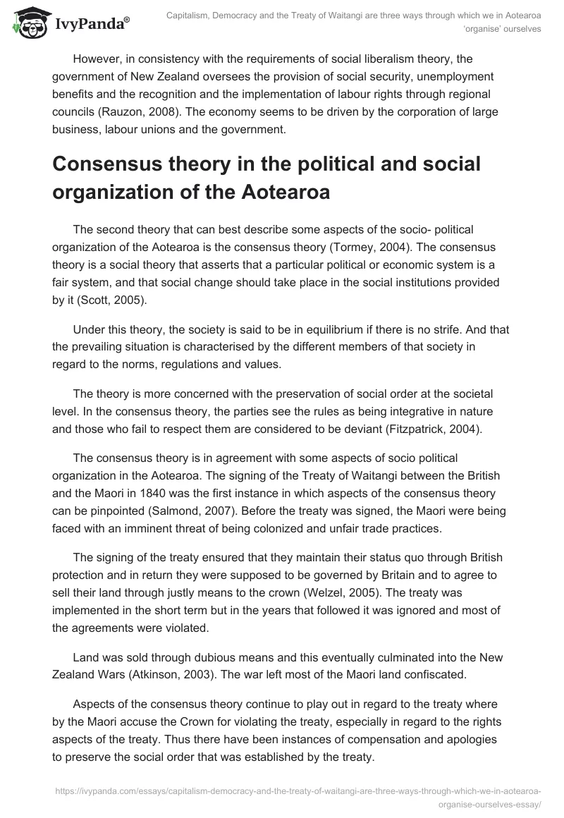 Capitalism, Democracy and the Treaty of Waitangi are Three Ways Through Which We in Aotearoa ‘Organise’ Ourselves. Page 3