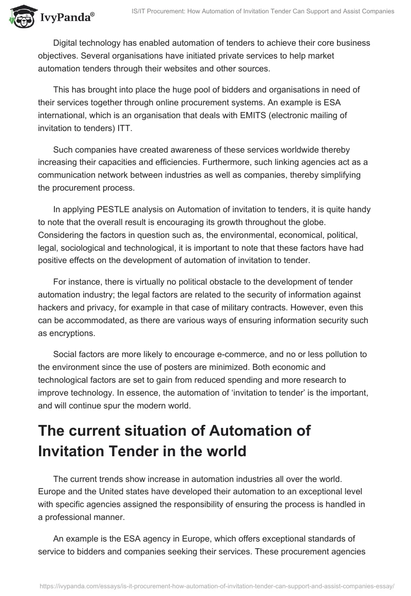 IS/IT Procurement: How Automation of Invitation Tender Can Support and Assist Companies. Page 3