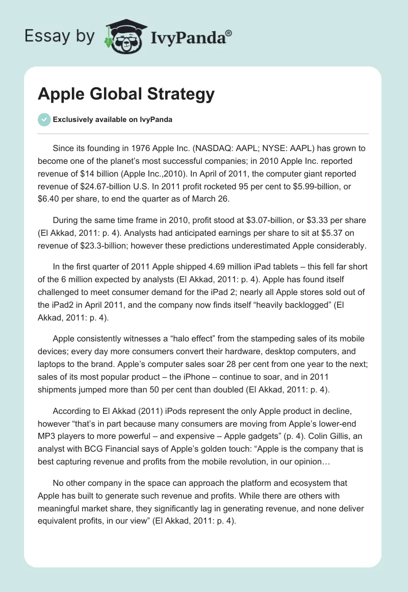 Apple Global Strategy. Page 1