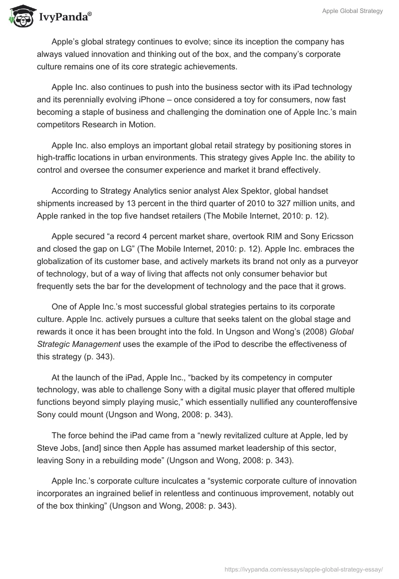 Apple Global Strategy. Page 2