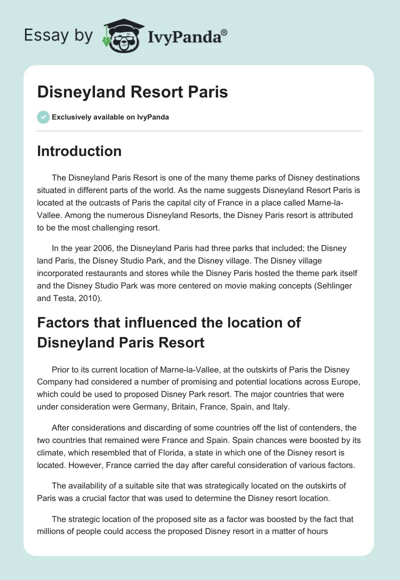 Disneyland Resort Paris. Page 1