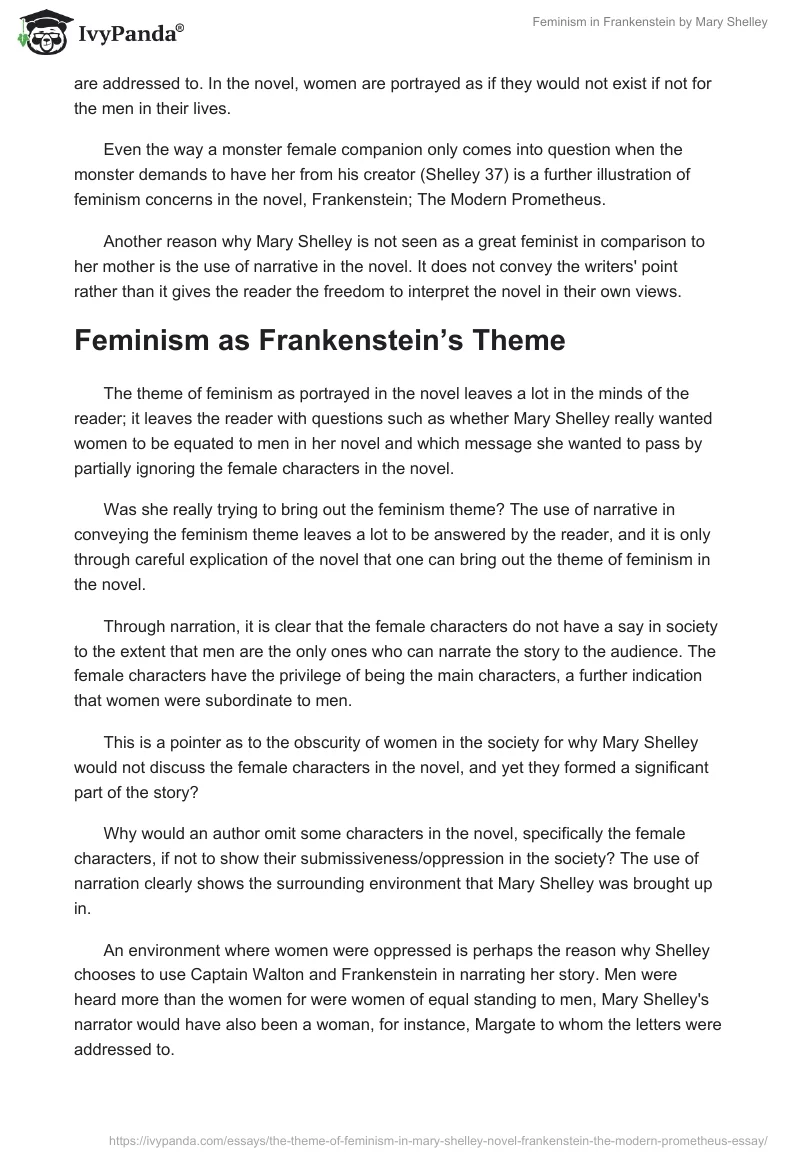 Feminism in Frankenstein by Mary Shelley. Page 4
