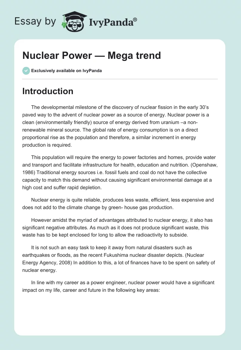 Nuclear Power — Mega Trend. Page 1