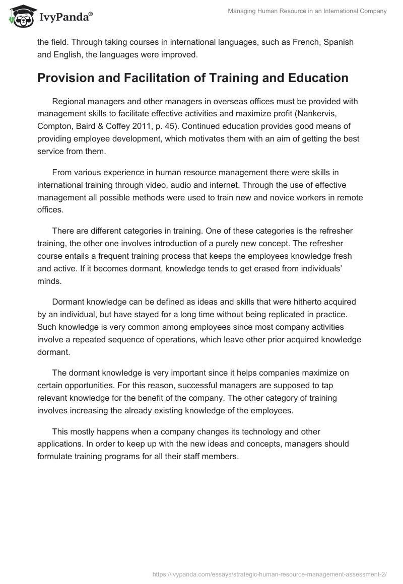 Managing Human Resource in an International Company. Page 3