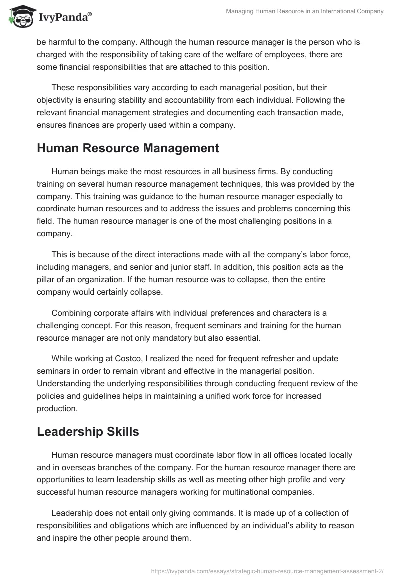 Managing Human Resource in an International Company. Page 5