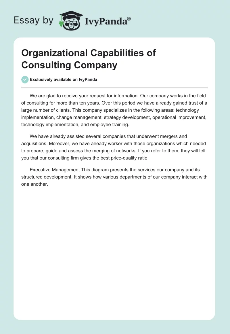 Organizational Capabilities of Consulting Company. Page 1
