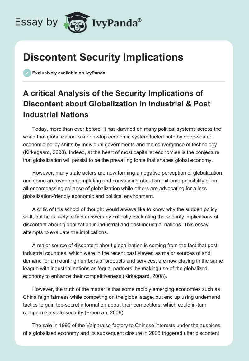 Discontent Security Implications. Page 1