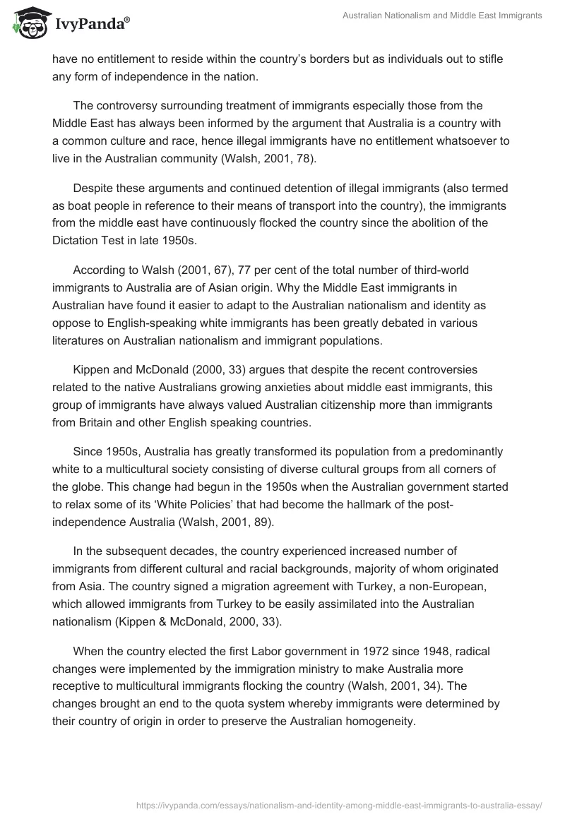 Australian Nationalism and Middle East Immigrants. Page 3