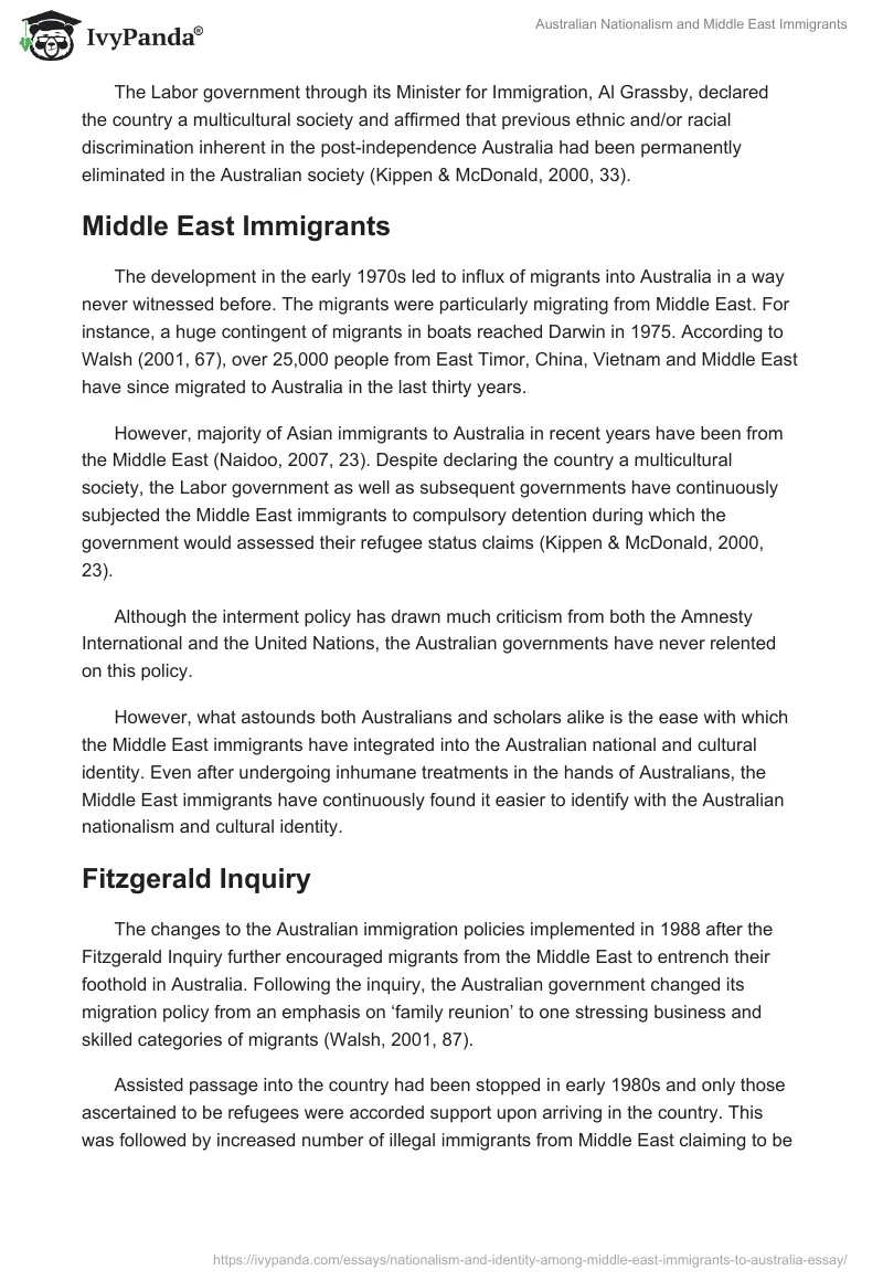 Australian Nationalism and Middle East Immigrants. Page 4