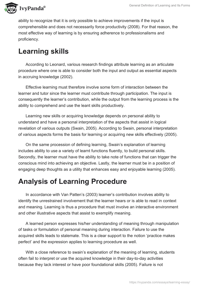 General Definition of Learning and Its Forms. Page 2