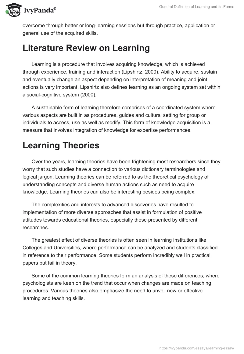 General Definition of Learning and Its Forms. Page 3