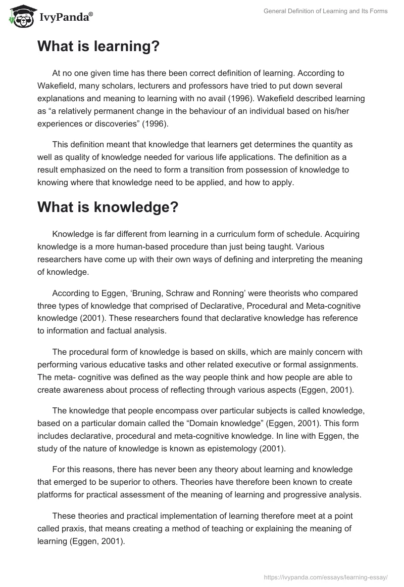 General Definition of Learning and Its Forms. Page 4