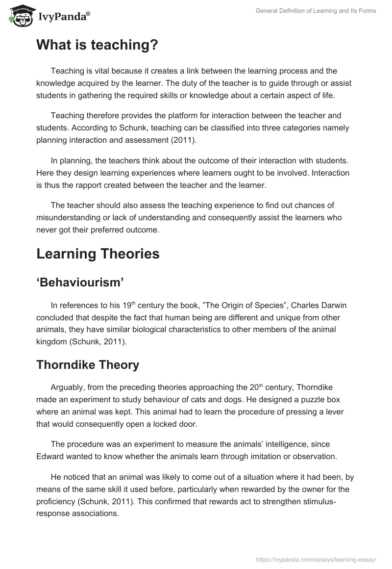 General Definition of Learning and Its Forms. Page 5