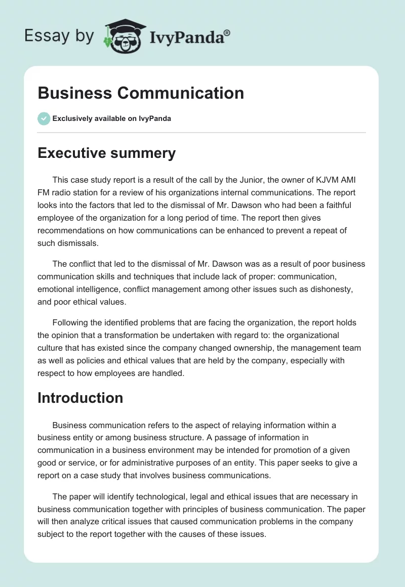 Business Communication. Page 1