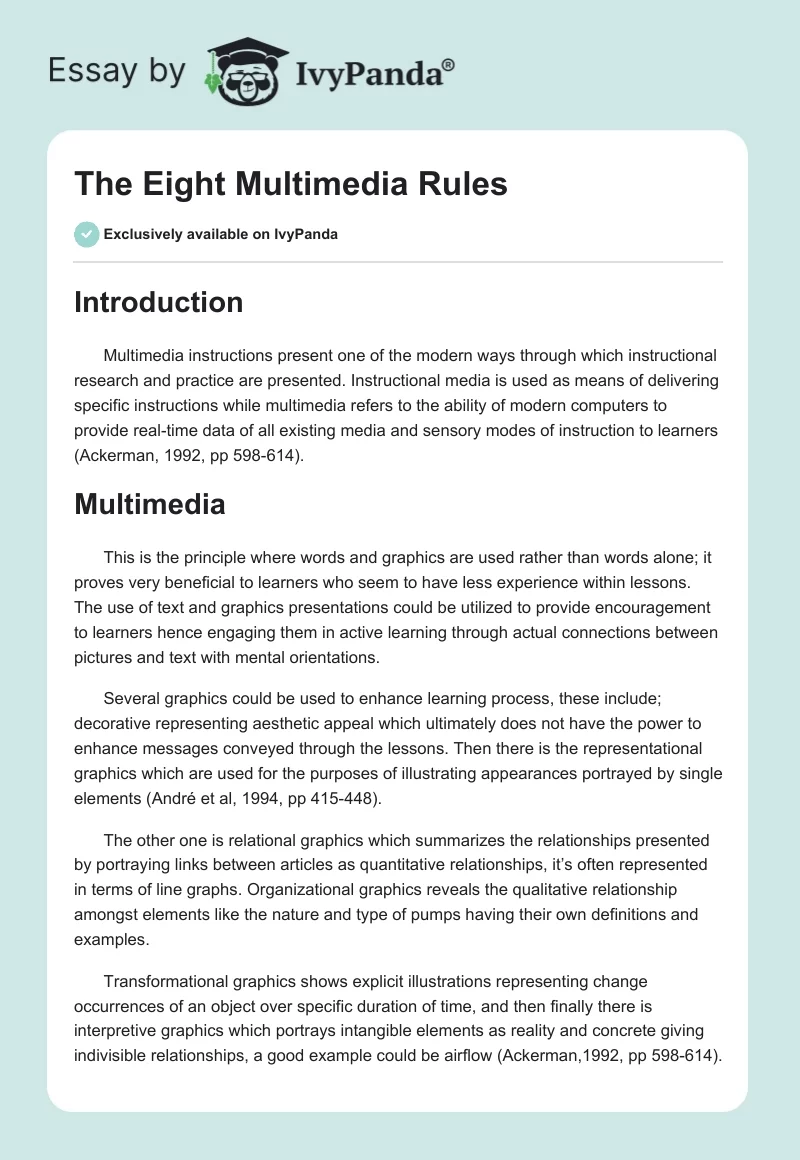 The Eight Multimedia Rules. Page 1