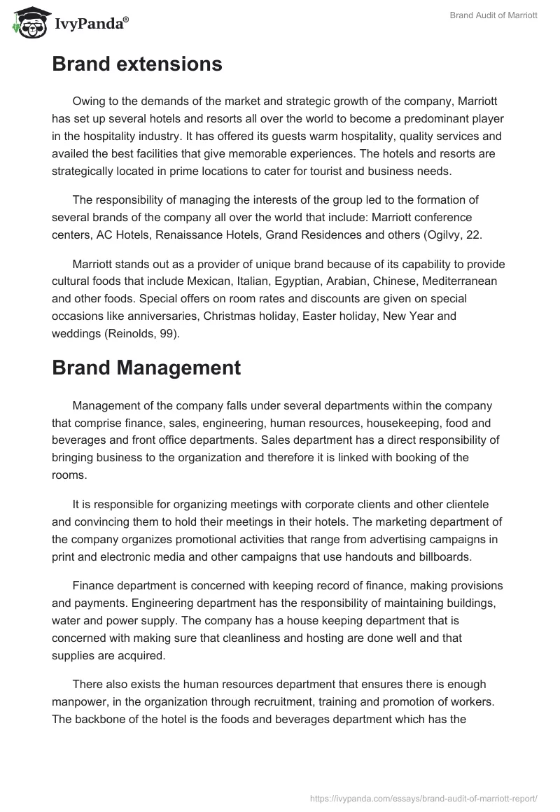 Brand Audit of Marriott. Page 2