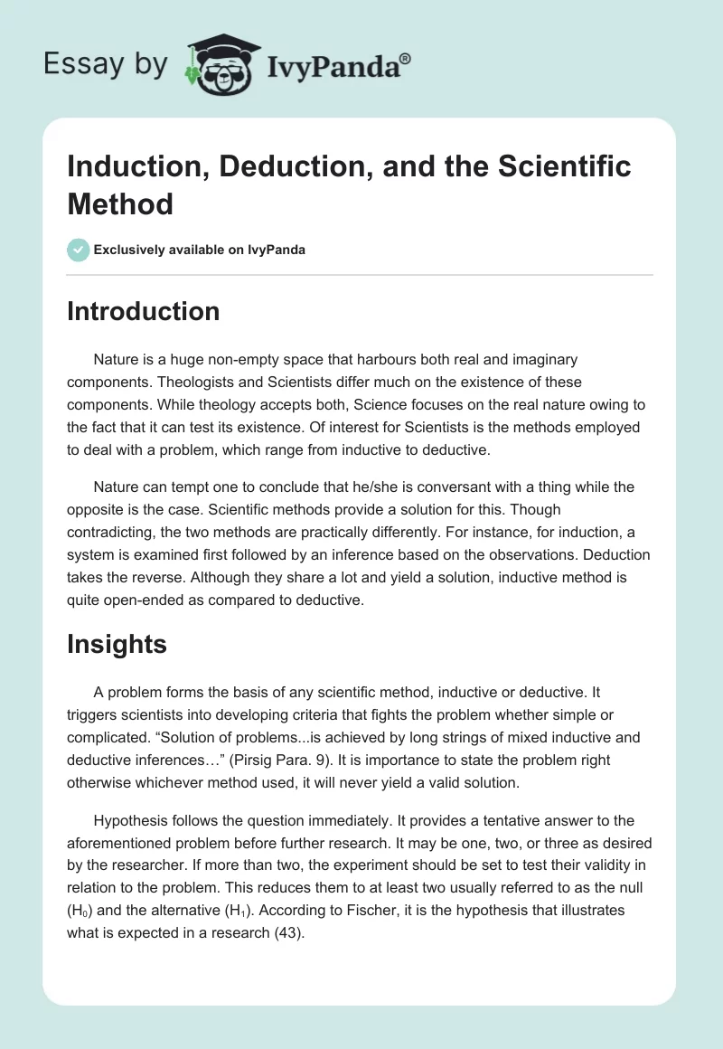 Induction, Deduction, and the Scientific Method. Page 1