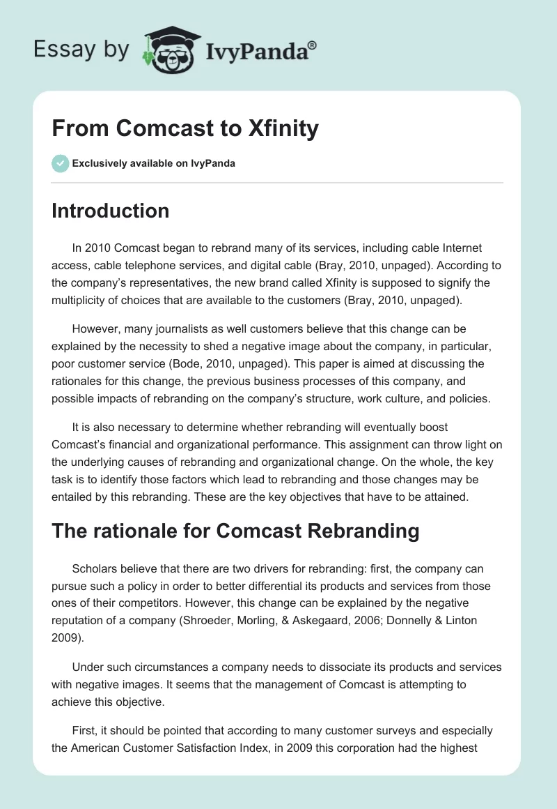 From Comcast to Xfinity. Page 1