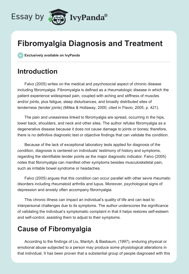 Fibromyalgia Diagnosis and Treatment. Page 1
