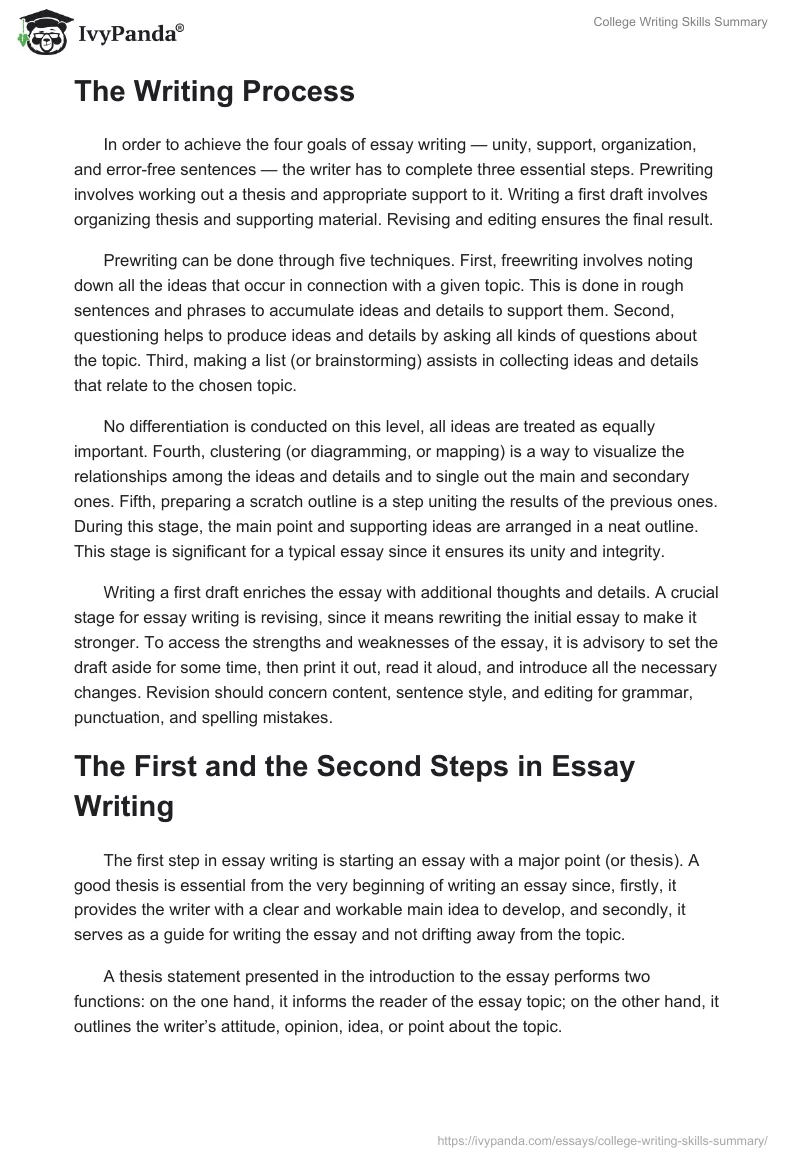 College Writing Skills Summary. Page 2
