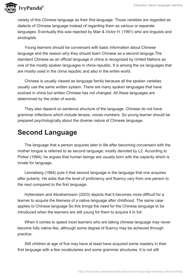 Education: Secon language Learning. Page 2