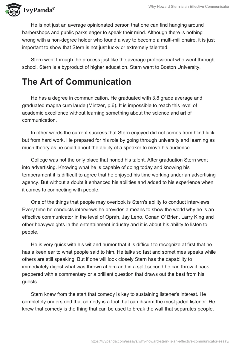 Why Howard Stern is an Effective Communicator. Page 2