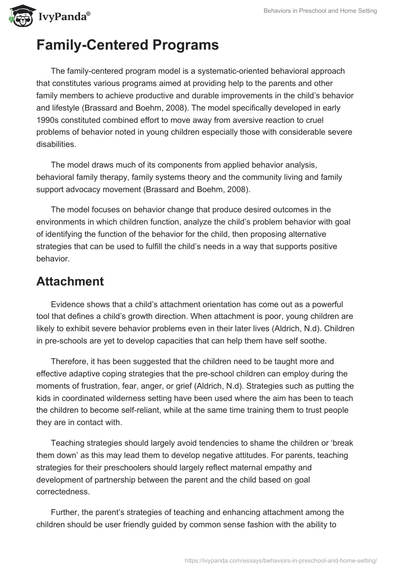 Behaviors in Preschool and Home Setting. Page 4