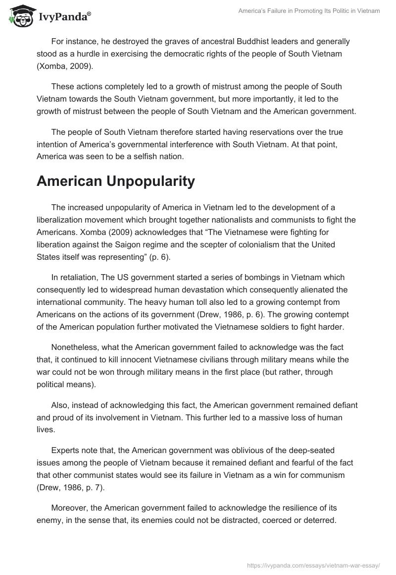 America’s Failure in Promoting Its Politic in Vietnam. Page 4