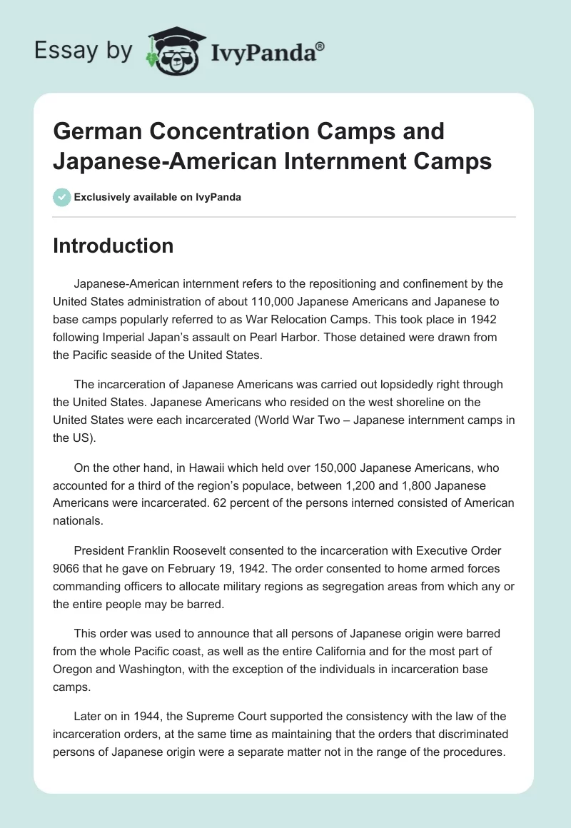German Concentration Camps and Japanese-American Internment Camps. Page 1