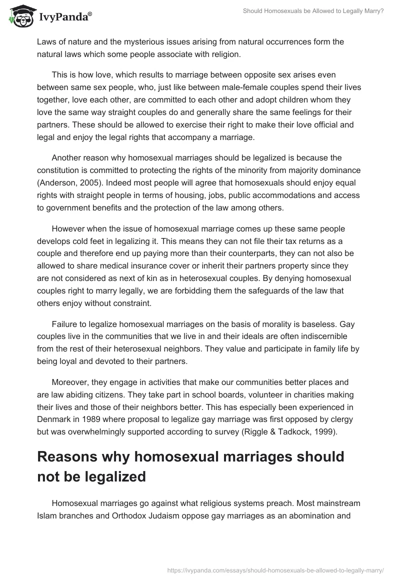 Should Homosexuals be Allowed to Legally Marry?. Page 2
