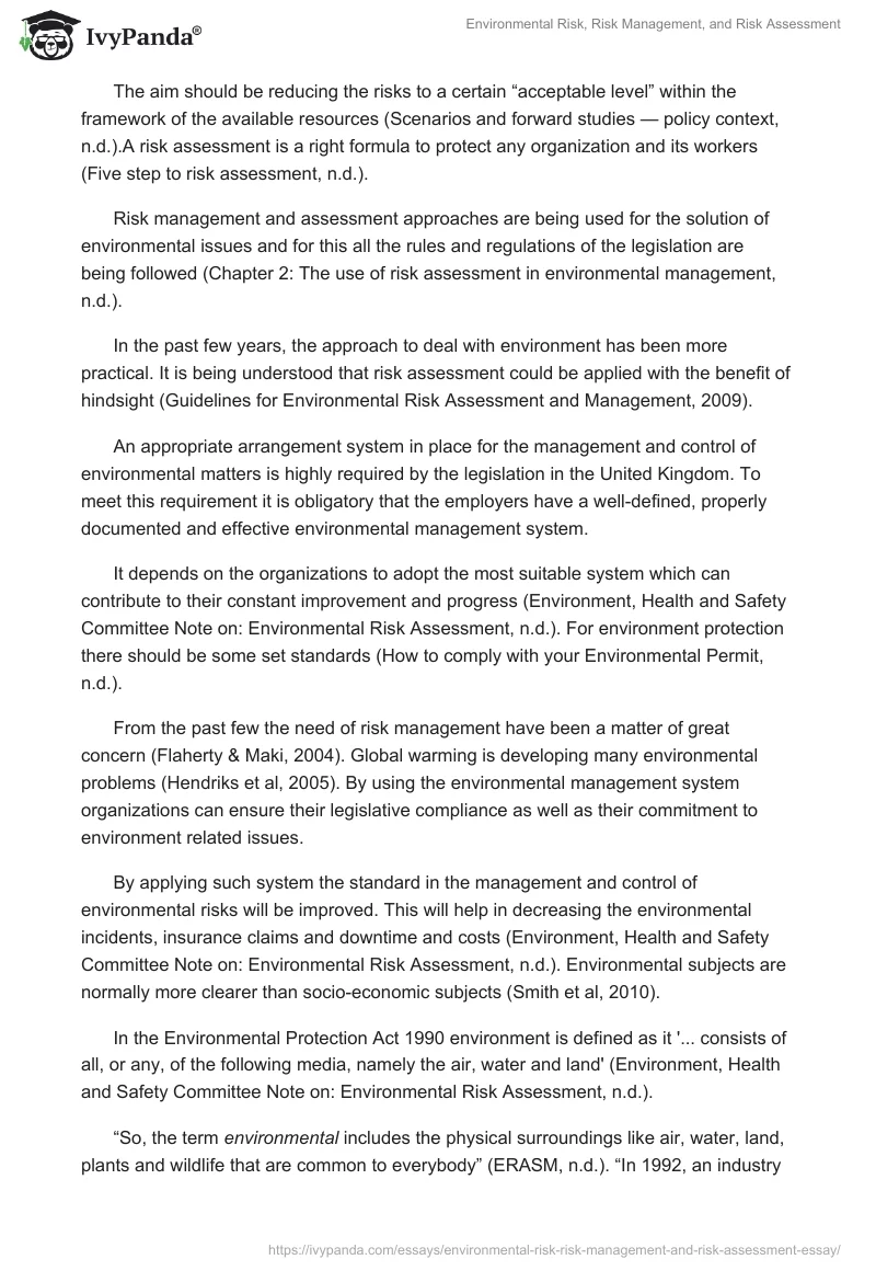 Environmental Risk, Risk Management, and Risk Assessment. Page 2