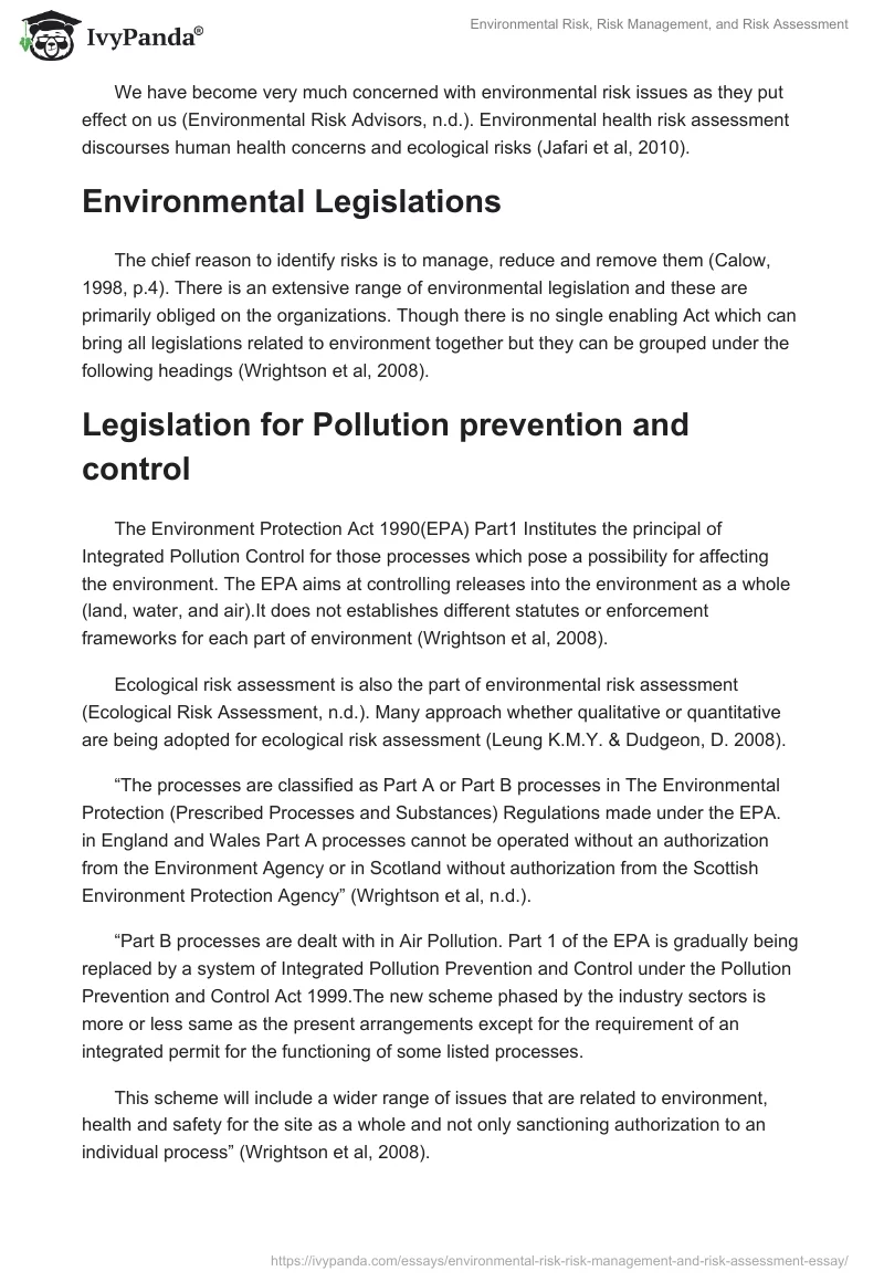 Environmental Risk, Risk Management, and Risk Assessment. Page 4