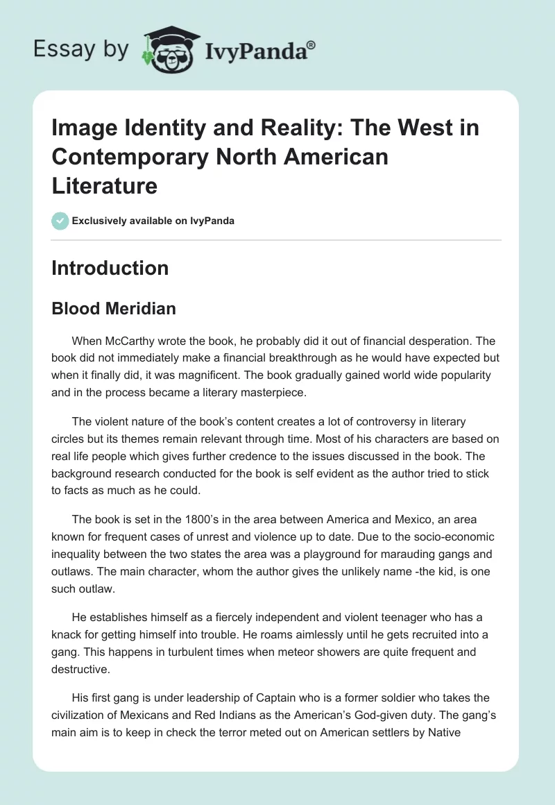 Image Identity and Reality: The West in Contemporary North American Literature. Page 1