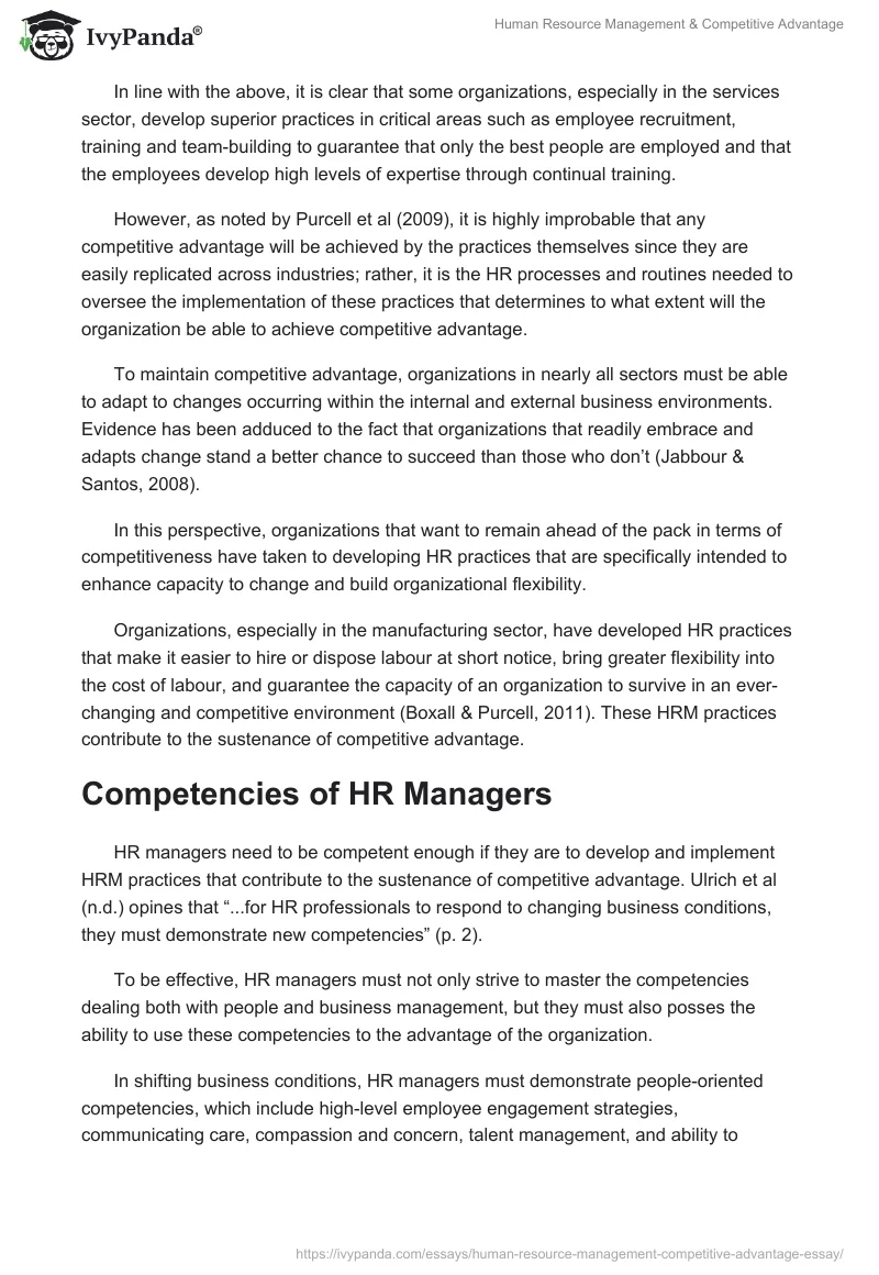 Human Resource Management & Competitive Advantage. Page 5