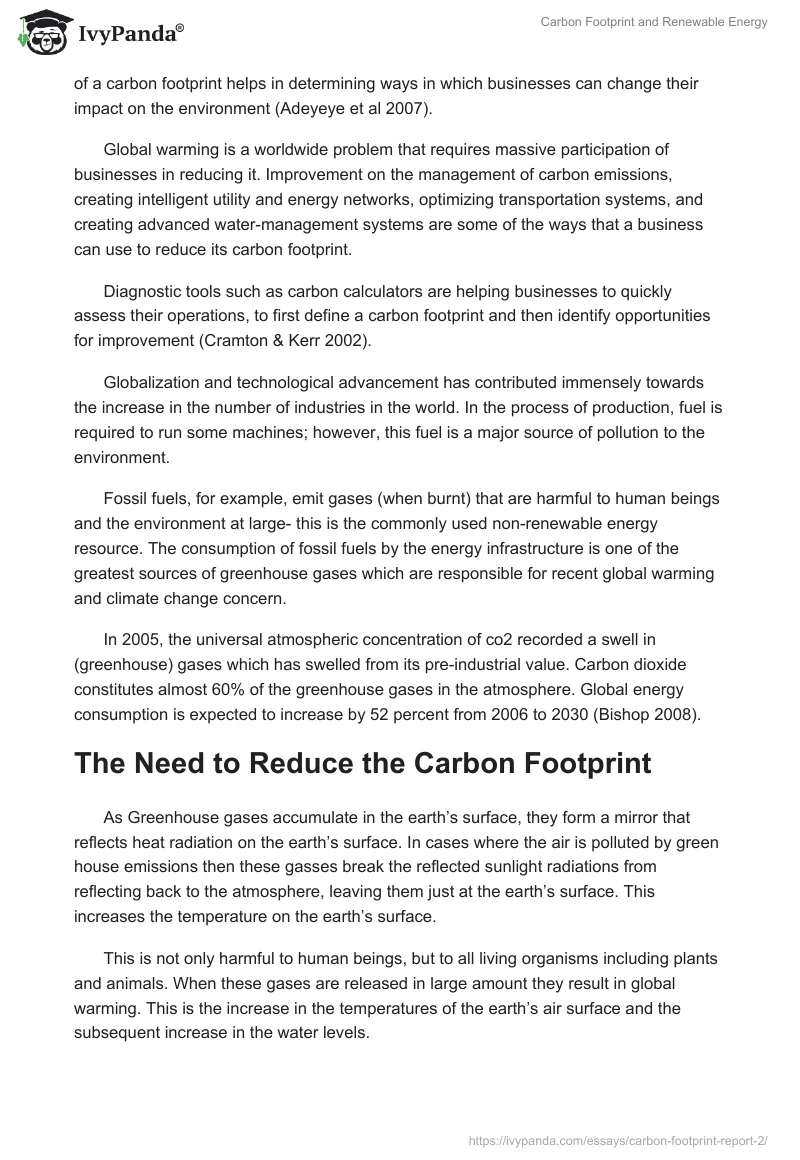 Carbon Footprint and Renewable Energy. Page 2