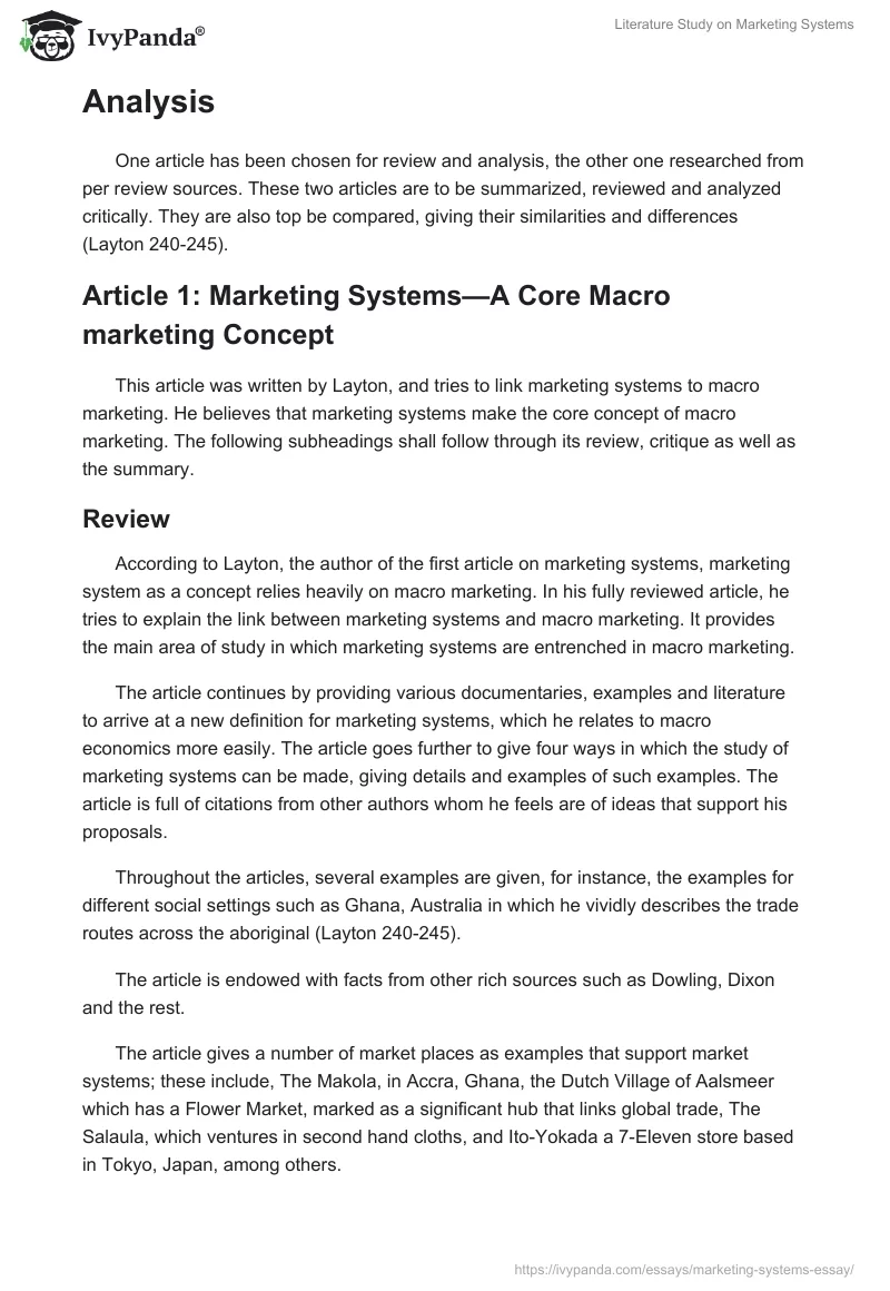 Literature Study on Marketing Systems. Page 3