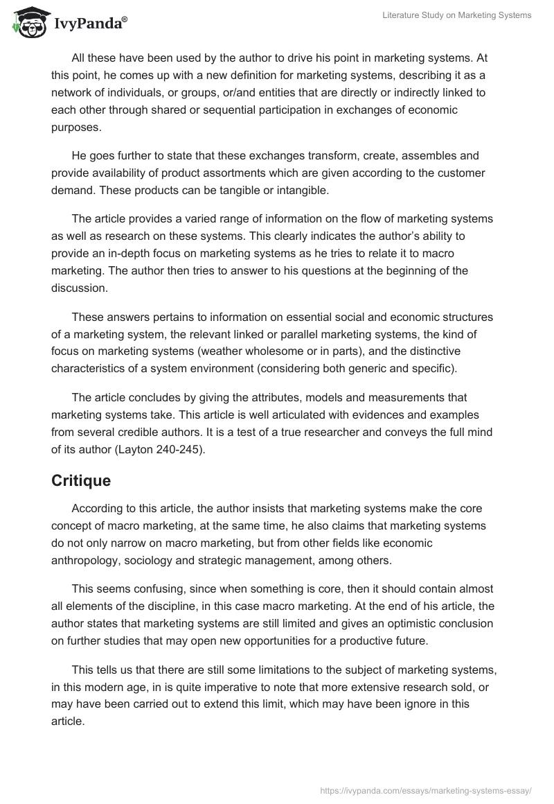 Literature Study on Marketing Systems. Page 4