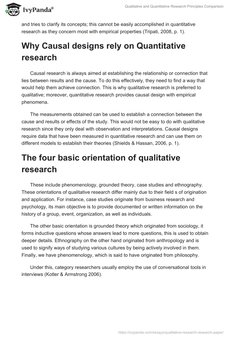 Qualitative and Quantitative Research Principles Comparison. Page 2