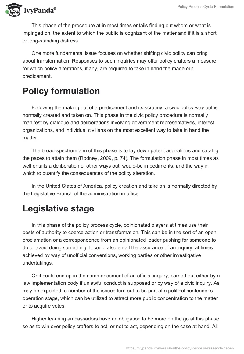 Policy Process Cycle Formulation. Page 2