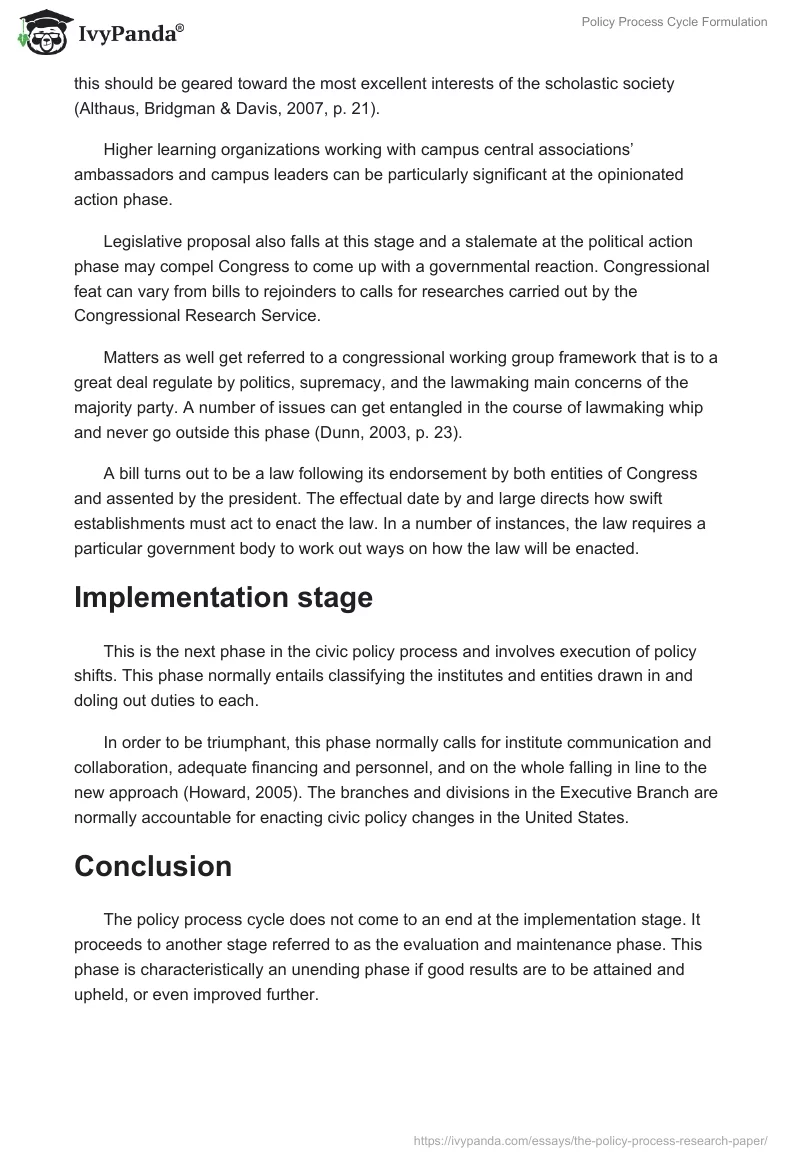 Policy Process Cycle Formulation. Page 3